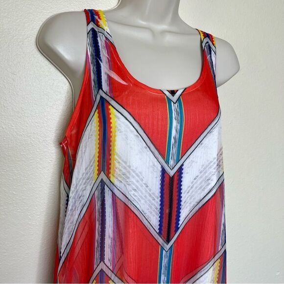 Andree Racer Back Chevron Chiffon Maxi Dress Sleeveless Women Small Geometric - Picture 2 of 12